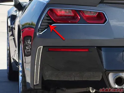 American Car Craft 2Pc Polished Stainless Aluminum Matrix Series Taillight Grilles Chevrolet Corvette Z06 C7 | Grand Sport 2014-2019 - ACC-052006