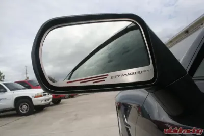American Car Craft 2Pc Green Carbon Fiber Side View Mirror Trim Etched Stingray w/Slots Chevrolet Corvette Stingray C7 2014-2019 - ACC-052031-GRN