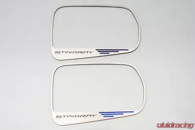 American Car Craft 2Pc Dark Blue Solid Side View Mirror Trim Etched Stingray w/Slots Chevrolet Corvette Stingray C7 2014-2019 - ACC-052031-DBLU