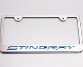 American Car Craft Black Carbon Fiber License Plate Frame Stingray Lettering Chevrolet Corvette Stingray C7 2014-2019