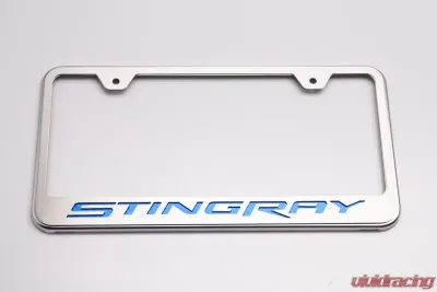 American Car Craft Blue Carbon Fiber License Plate Frame Stingray Lettering Chevrolet Corvette Stingray C7 2014-2019 - ACC-052032-BLU