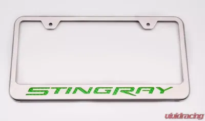 American Car Craft Bright Red Solid License Plate Frame Stingray Lettering Chevrolet Corvette Stingray C7 2014-2019 - ACC-052032-BSRD