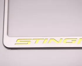 American Car Craft Black Solid License Plate Frame Stingray Lettering Chevrolet Corvette Stingray C7 2014-2019