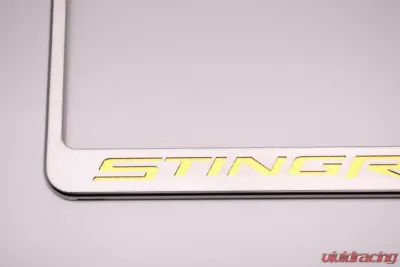 American Car Craft Black Solid License Plate Frame Stingray Lettering Chevrolet Corvette Stingray C7 2014-2019 - ACC-052032-SBLK