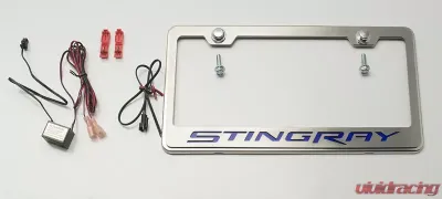 American Car Craft Black Solid License Plate Frame Stingray Lettering Chevrolet Corvette Stingray C7 2014-2019 - ACC-052032-SBLK