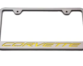 American Car Craft Black Carbon Fiber License Plate Frame Corvette Lettering Chevrolet Corvette Stingray C7 2014-2019