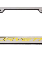 American Car Craft Black Solid License Plate Frame Corvette Lettering Chevrolet Corvette Stingray C7 2014-2019                                     - ACC-052033-SBLK - Image 2