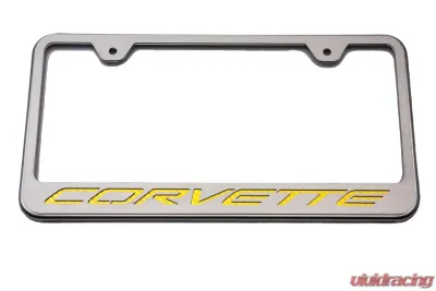 American Car Craft Black Solid License Plate Frame Corvette Lettering Chevrolet Corvette Stingray C7 2014-2019 - ACC-052033-SBLK