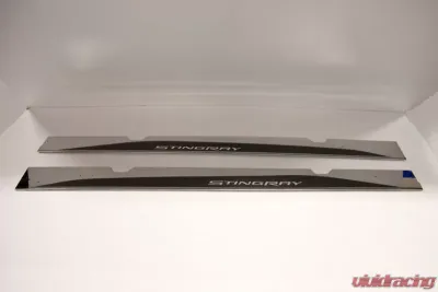 American Car Craft 2pc Stainless Stell w/ Carbon Fiber Side Skirts w/ Stingray Lettering Chevrolet Corvette Stingray C7 2014-2019 - ACC-052049