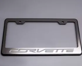American Car Craft Corvette Lettering Black Carbon Fiber License Plate Frame Chevrolet Corvette Stingray C7 2014-2019