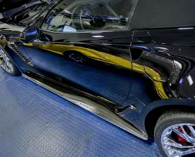 American Car Craft Side Skirt Extensions Stainless w/Supercharged Inlaid Lettering Chevrolet Corvette Z06 | Grand Sport 2015-2019