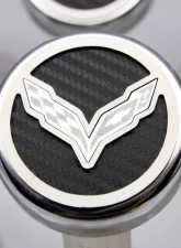 American Car Craft 5Pc Flag Style Automatic Trans White Carbon Fiber Fluid Cap Covers Chevrolet Corvette Stingray C7 | Z06 | Z51 2014-2019                                     - ACC-053013-WHT - Image 2