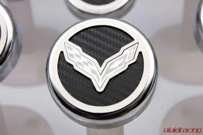 American Car Craft 5Pc Flag Style Automatic Trans White Carbon Fiber Fluid Cap Covers Chevrolet Corvette Stingray C7 | Z06 | Z51 2014-2019 - ACC-053013-WHT