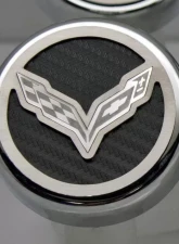 American Car Craft 5Pc Flag Style Automatic Trans White Carbon Fiber Fluid Cap Covers Chevrolet Corvette Stingray C7 | Z06 | Z51 2014-2019                                     - ACC-053013-WHT - Image 3