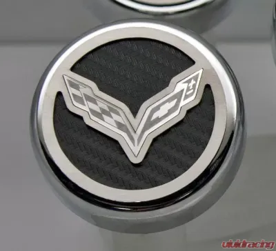 American Car Craft 5Pc Flag Style Automatic Trans White Carbon Fiber Fluid Cap Covers Chevrolet Corvette Stingray C7 | Z06 | Z51 2014-2019 - ACC-053013-WHT