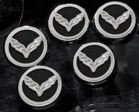 American Car Craft 5Pc Flag Style Automatic Trans Bright Red Solid Fluid Cap Covers Chevrolet Corvette Stingray C7 | Z06 | Z51 2014-2019