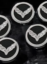 American Car Craft 5Pc Flag Style Automatic Trans White Carbon Fiber Fluid Cap Covers Chevrolet Corvette Stingray C7 | Z06 | Z51 2014-2019                                     - ACC-053013-WHT - Image 3