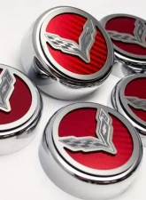 American Car Craft 6Pc Flag Style Manual Trans Red Carbon Fiber Fluid Cap Covers Chevrolet Corvette Stingray C7 | Z06 | Z51 2014-2019                                     - ACC-053014-RD - Image 3