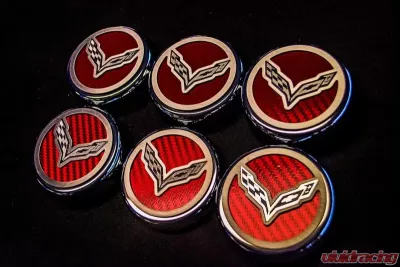 American Car Craft 6Pc Flag Style Manual Trans Synergy Green Solid Fluid Cap Covers Chevrolet Corvette Stingray C7 | Z06 | Z51 2014-2019 - ACC-053014-SGRN