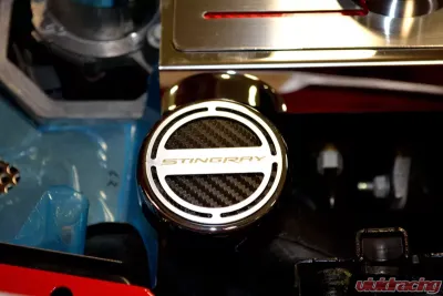 American Car Craft 6Pc Manual Trans Black Solid Stingray Script Fluid Cap Covers Chevrolet Corvette C7 | Z06 | Z51 2014-2019 - ACC-053020-SBLK