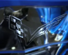 American Car Craft Brushed Stainless Steel Flag Hood Emblem Chevrolet Corvette Stingray C7 | Z51 2014-2019