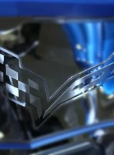 American Car Craft Brushed Stainless Steel Flag Hood Emblem Chevrolet Corvette Stingray C7 | Z51 2014-2019                                     - ACC-053021 - Image 3