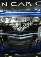 American Car Craft Brushed Stainless Steel Flag Hood Emblem Chevrolet Corvette Stingray C7 | Z51 2014-2019                                     - ACC-053021 - Image 2