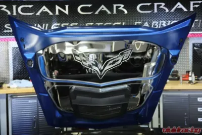 American Car Craft Brushed Stainless Steel Flag Hood Emblem Chevrolet Corvette Stingray C7 | Z51 2014-2019 - ACC-053021