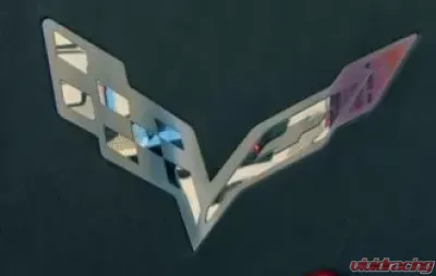 American Car Craft Brushed Stainless Steel Flag Hood Emblem Chevrolet Corvette Stingray C7 | Z51 2014-2019 - ACC-053021