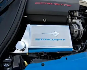 American Car Craft Black Carbon Fiber Stainless Steel Stingray Emblem Fuse Box Cover Chevrolet Corvette C7 | Z06 | Z51 2014-2019