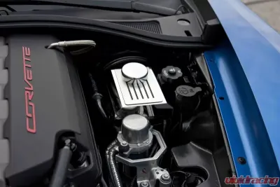 American Car Craft Black Carbon Fiber Manual Trans Brake Master Cylinder Cover w/Ribbed Slots Chevrolet Corvette C7 | Z06 | Z51 | ZR1 2014-2019 - ACC-053039-BLK