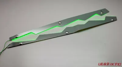 American Car Craft 2Pc Brushed Stainless Green Illuminated Fender Caps Covers Chevrolet Corvette Stingray C7 | Z06 | Z51 2014-2019 - ACC-053062-GRNL