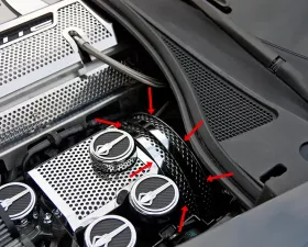 American Car Craft 3Pc Perforated Brushed Finish Brake Booster Cover Chevrolet Corvette C7 Z06 | ZR1 | Grand Sport 2014-2019