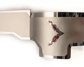American Car Craft Stainless Steel Black Carbon Fiber Alternator Cover Crossed Flags Emblem Chevrolet Corvette Z06 C7 2014-2019
