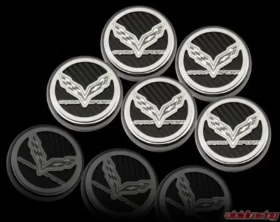 American Car Craft 5Pc Brushed Black Automatic Fluid Cap Cover Chevrolet Corvette Grand Sport C7 2017-2019 - ACC-053098-BBLK