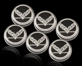 American Car Craft 6Pc Black Carbon Fiber Manual Fluid Cap Cover Chevrolet Corvette Grand Sport C7 2017-2019
