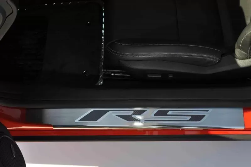 American Car Craft 2Pc Stainless Steel Blue Carbon Fiber Outer Door Sills Chevrolet Camaro RS 2010-2015 - ACC-101002-BLU