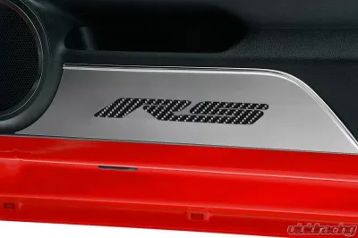 American Car Craft 2Pc Brushed Stainless Steel Black Carbon Fiber Door Panel Kick Plates Chevrolet Camaro RS 2010-2015 - ACC-101018-BLK