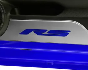 American Car Craft 2Pc Brushed Stainless Steel Blue Carbon Fiber Door Panel Kick Plates Chevrolet Camaro RS 2010-2015