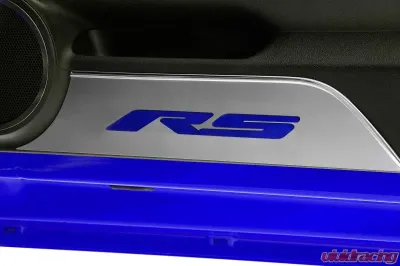 American Car Craft 2Pc Brushed Stainless Steel Blue Carbon Fiber Door Panel Kick Plates Chevrolet Camaro RS 2010-2015 - ACC-101018-BLU
