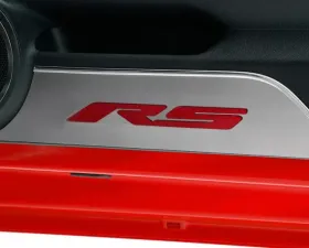 American Car Craft 2Pc Brushed Stainless Steel Red Carbon Fiber Door Panel Kick Plates Chevrolet Camaro RS 2010-2015