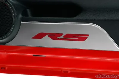 American Car Craft 2Pc Brushed Stainless Steel Red Carbon Fiber Door Panel Kick Plates Chevrolet Camaro RS 2010-2015 - ACC-101018-RD