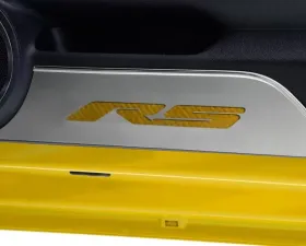 American Car Craft 2Pc Brushed Stainless Steel Black Solid Door Panel Kick Plates Chevrolet Camaro RS 2010-2015