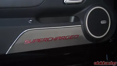 American Car Craft 2Pc Brushed Supercharged Black Carbon Fiber Door Panel Kick Plates Chevrolet Camaro 2010-2015 - ACC-101028-BLK