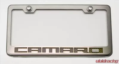 American Car Craft Black Carbon Fiber Stainless Steel License Plate Frame Chevrolet Camaro - ACC-102043-BLK