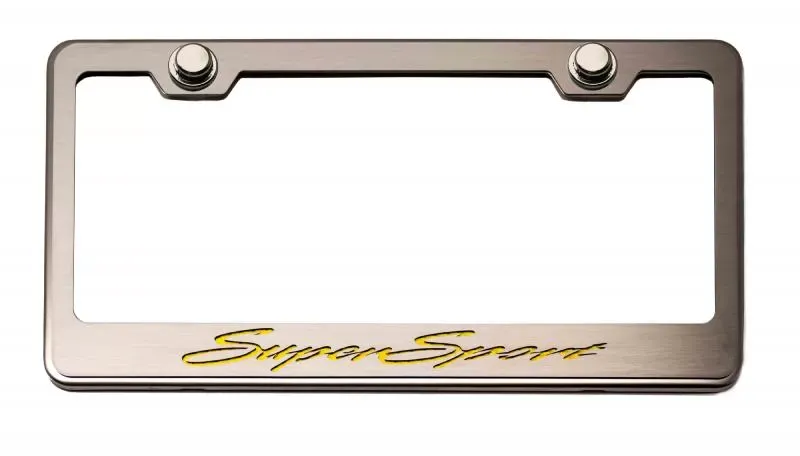 American Car Craft Stainless Steel Dark Blue Solid License Plate Frame w/SuperSport Lettering Chevrolet Camaro SS - ACC-102096-DBLU