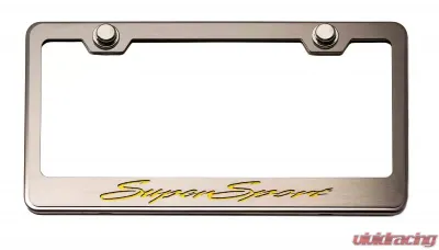 American Car Craft Stainless Steel Synergy Green Solid License Plate Frame w/SuperSport Lettering Chevrolet Camaro SS - ACC-102096-SGRN