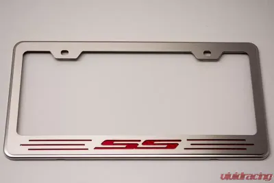 American Car Craft Blue Carbon Fiber License Plate Frame w/SS Lettering Chevrolet Camaro SS - ACC-102097-BLU