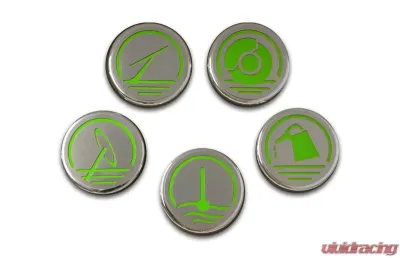 American Car 5Pc Chrome Synergy Green Solid Fluid Cap Covers Chevrolet Camaro V8 2010-2022 - ACC-103052-SGRN
