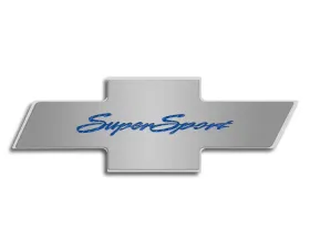 American Car Craft Stainless Blue Carbon Fiber Hood Badge w/Super Sport Emblem Chevrolet Camaro SS 2010-2015